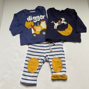 Baby Boden Digger & Cow Jumping Over the Moon Shirts & Striped Reversible Pants